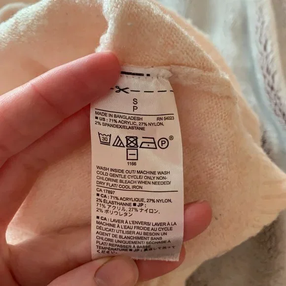 Banana Republic Split Turtleneck Long Sleeve Sweater Light Pink - Size S - Picture 4 of 4